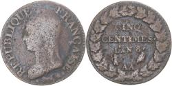 World Coins - Coin, France, Dupré, 5 Centimes, AN 8, Metz, , Copper, Gadoury:126a