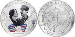 World Coins - France, Medal, Charles de Gaulle, Yvonne & Charles, n.d., Silver, Proof