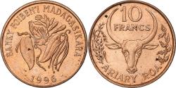 World Coins - Madagascar, 10 Francs, 2 Ariary, 1996, Copper Plated Steel, , KM:22