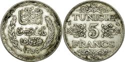 World Coins - Coin, Tunisia, Ahmad Pasha Bey, 5 Francs, 1934, Paris, , Silver, KM:261