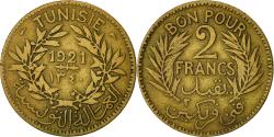 World Coins - Coin, Tunisia, Anonymous, 2 Francs, 1921, Paris, , Aluminum-Bronze