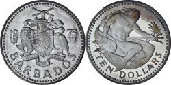 World Coins - Barbados, 10 Dollars, Neptune, 1975, Proof, Silver, , KM:17a