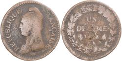 World Coins - Coin, France, Dupré, Decime, AN 8, Metz, , Copper, Gadoury:187a