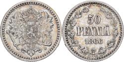 World Coins - Finland, Alexander II, 50 Penniä, 1866, Silver,