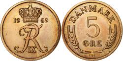 World Coins - Denmark, 5 Öre, 1969, Copper-nickel,