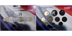 World Coins - France, Coffret 1 c. à 20 frs., 2001, MDP, BU,