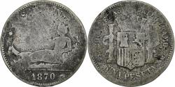 World Coins - Spain, Provisional Government, Peseta, 1870, Madrid, Silver, , KM:653