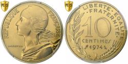 World Coins - France, 10 Centimes, Marianne, 1974, Paris, Aluminum-Bronze, PCGS,