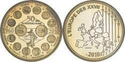 World Coins - France, Medal, L'Europe des XXVII, 50 ans du nouveau Franc, Politics, 2010