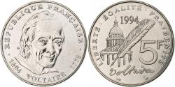 World Coins - France, 5 Francs, Voltaire, 1994, Paris, Nickel Clad Copper-Nickel,