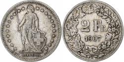 World Coins - Switzerland, 2 Francs, Helvetia, 1907, Bern, Silver, , KM:21