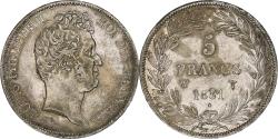 World Coins - France, Louis-Philippe, 5 Francs, 1831, Lille, Silver, , Gadoury:676