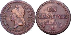 World Coins - France, Centime, Dupré, An 8 (1800), Paris, Bronze, , Gadoury:76a