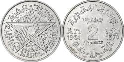 World Coins - Morocco, Mohammed V, 2 Francs, AH 1370/1951, Paris, Aluminum,