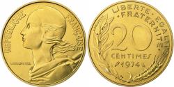 World Coins - France, 20 Centimes, Marianne, 1974, Paris, FDC, Aluminum-Bronze,