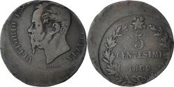 World Coins - Coin, Italy, Vittorio Emanuele II, 5 Centesimi, 1862, Naples, off-center strike