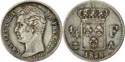 World Coins - Coin, France, Charles X, 1/4 Franc, 1828, Paris, , Silver, KM:722.1