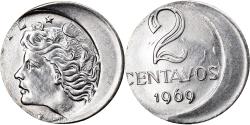 World Coins - Coin, Brazil, 2 Centavos, 1969, error off center strike, , Stainless