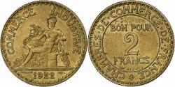 World Coins - France, 2 Francs, Chambre de commerce, 1922, Paris, Cupro-Aluminium,