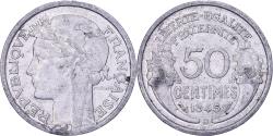 World Coins - France, 50 Centimes, Morlon, 1945, Beaumont - Le Roger, Aluminum,