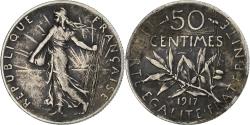 World Coins - France, 50 Centimes, Semeuse, 1917, Paris, Silver, , KM:854
