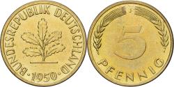 World Coins - Germany, 5 Pfennig, 1950, Hambourg, Brass Clad Steel, , KM:107