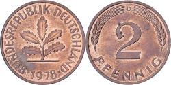 World Coins - Federal Republic of Germany, 2 Pfennig, 1978, Munich, Copper Plated Steel