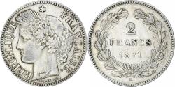 World Coins - France, 2 Francs, Cérès, 1871, Bordeaux, Silver, , Gadoury:529, Le