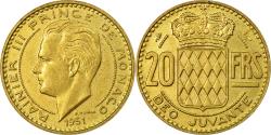 World Coins - Coin, Monaco, Rainier III, 20 Francs, Vingt, 1951, , Aluminum-Bronze