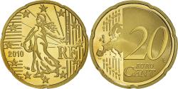 World Coins - France, 20 Euro Cent, 2010, Paris, Proof / BE, , Brass, KM:1411