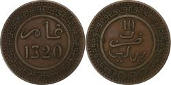 World Coins - Morocco, 'Abd al-Aziz, 10 Mazunas, AH 1320/1902, Bronze, , KM:17.2