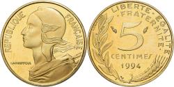 World Coins - France, 5 Centimes, Marianne, 1994, Paris, Série BE / Proof, Aluminum-Bronze
