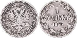 World Coins - Coin, Finland, Alexander II, Markka, 1866, Helsinki, , Silver, KM:3.1