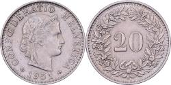World Coins - Switzerland, 20 Rappen, 1951, Bern, Copper-nickel, , KM:29a