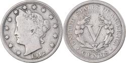 Us Coins - United States, 5 Cents, Liberty Nickel, 1912, U.S. Mint, Copper-nickel