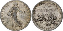 World Coins - France, Semeuse, 50 Centimes, 1904, Paris, , Silver, KM:854,Gadoury 420