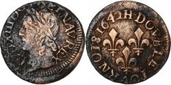World Coins - France, Louis XIII, Double Tournois, 1642, La Rochelle, Copper,