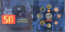 World Coins - Belgium, Coffret 1c. à 2€ + jeton, 50 Ans de Télévision, 2003, Brussels