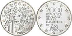 World Coins - France, 1 1/2 Euro, présidence de l'UE, BE, 2008, Monnaie de Paris, Silver