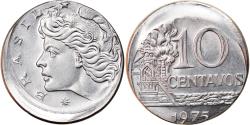 World Coins - Coin, Brazil, 10 Centavos, 1975, error off center strike, , Stainless