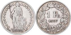 World Coins - Coin, Switzerland, Franc, 1907, Bern, , Silver, KM:24