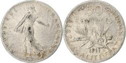 World Coins - France, Semeuse, 50 Centimes, 1911, Paris, , Silver, KM:854