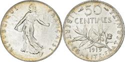 World Coins - Coin, France, Semeuse, 50 Centimes, 1919, Paris, , Silver, KM:854