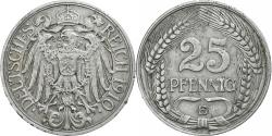 World Coins - GERMANY - EMPIRE, Wilhelm II, 25 Pfennig, 1910, Muldenhütten, Nickel