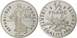 World Coins - France, 1/2 Franc, Semeuse, 1992, Paris, Proof, Nickel, , Gadoury:429a