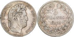 World Coins - France, Louis Philippe I, 5 Francs, 1840, Bordeaux, Silver,