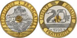 World Coins - France, 20 Francs, Mont Saint Michel, 1998, Paris, BU, Tri-Metallic,
