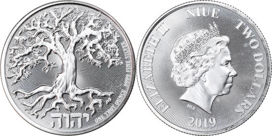Coin, Niue, Elizabeth II, Tree of life, 2 Dollars, 2019, 1 Oz