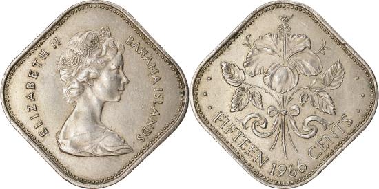 Coin, Bahamas, Elizabeth II, 15 Cents, 1966, , Copper-nickel, KM:5