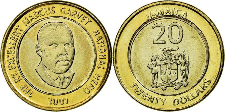 Coin Jamaica Elizabeth II Marcus Garvey 20 Dollars 2001